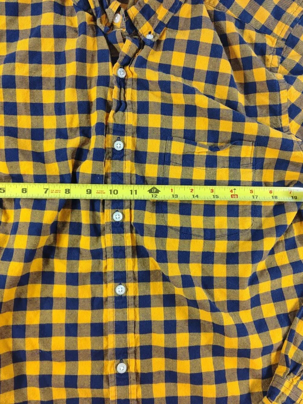 Mens XL Slim Black & Yellow Checkered J.Crew Branded Button-Up Shirt